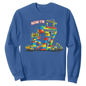 Funny 7th Birthday Building Bricks Sweatshirt I Was 6 Now Im 7 Kids 67 Birthday Building Six Seven Boy TS10 Royal Blue Print Your Wear