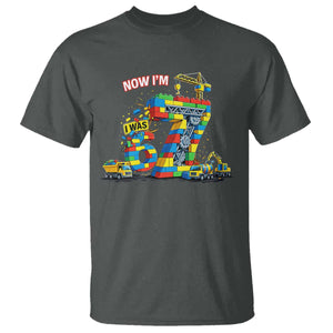 Funny 7th Birthday Building Bricks T Shirt I Was 6 Now Im 7 Kids 67 Birthday Building Six Seven Boy TS10 Dark Heather Print Your Wear