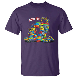 Funny 7th Birthday Building Bricks T Shirt I Was 6 Now Im 7 Kids 67 Birthday Building Six Seven Boy TS10 Purple Print Your Wear