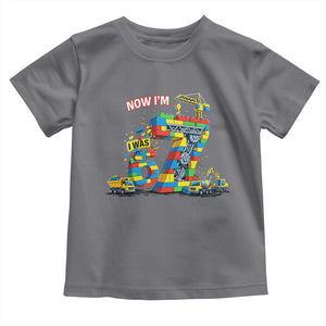 Funny 7th Birthday Building Bricks Toddler T Shirt I Was 6 Now Im 7 Kids 67 Birthday Building Six Seven Boy TS10 Charcoal Print Your Wear
