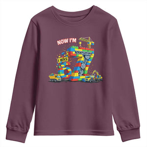 Funny 7th Birthday Building Bricks Youth Sweatshirt I Was 6 Now Im 7 Kids 67 Birthday Building Six Seven Boy TS10 Maroon Print Your Wear