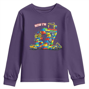 Funny 7th Birthday Building Bricks Youth Sweatshirt I Was 6 Now Im 7 Kids 67 Birthday Building Six Seven Boy TS10 Purple Print Your Wear