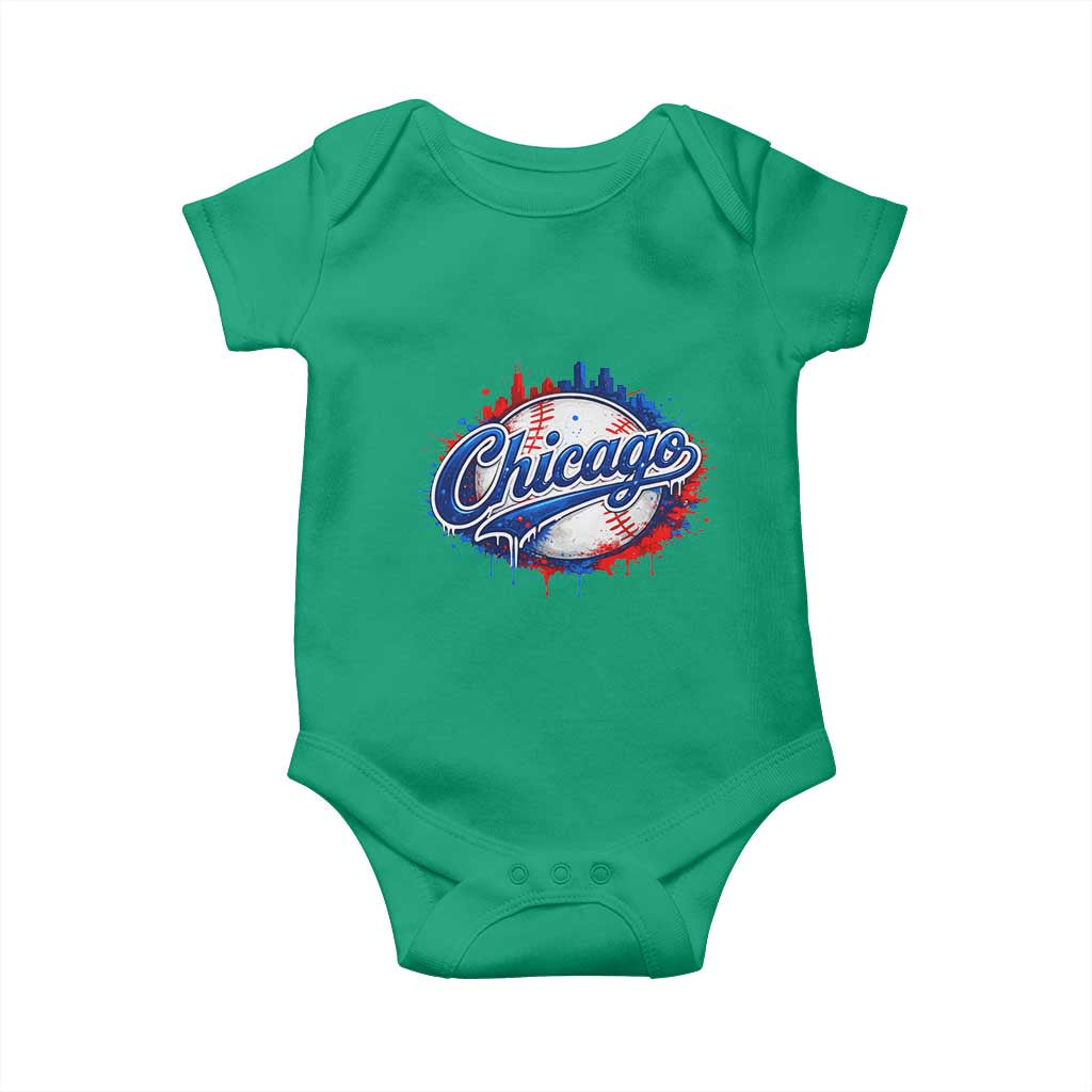Chicago Pride Dripping Baseball Graphic Baby Onesie TS10 Irish Green Print Your Wear