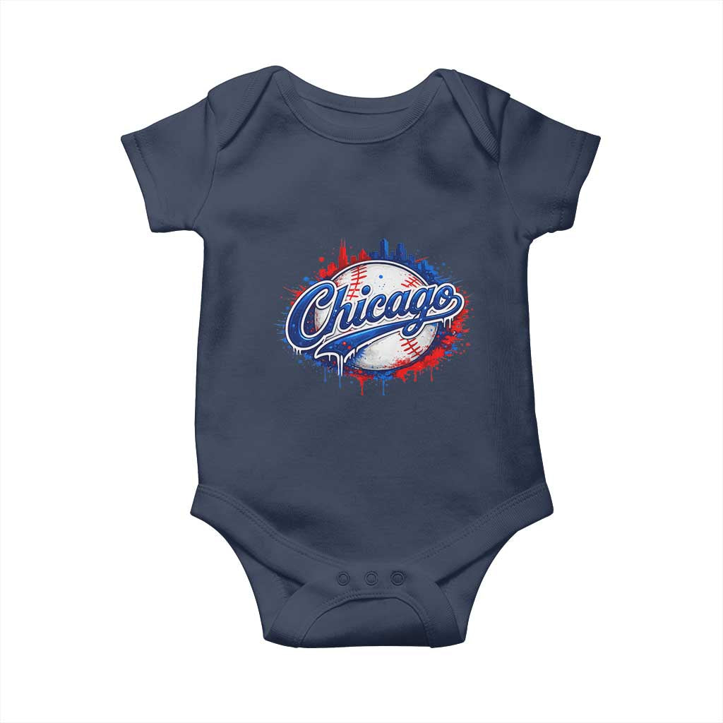 Chicago Pride Dripping Baseball Graphic Baby Onesie TS10 Navy Print Your Wear
