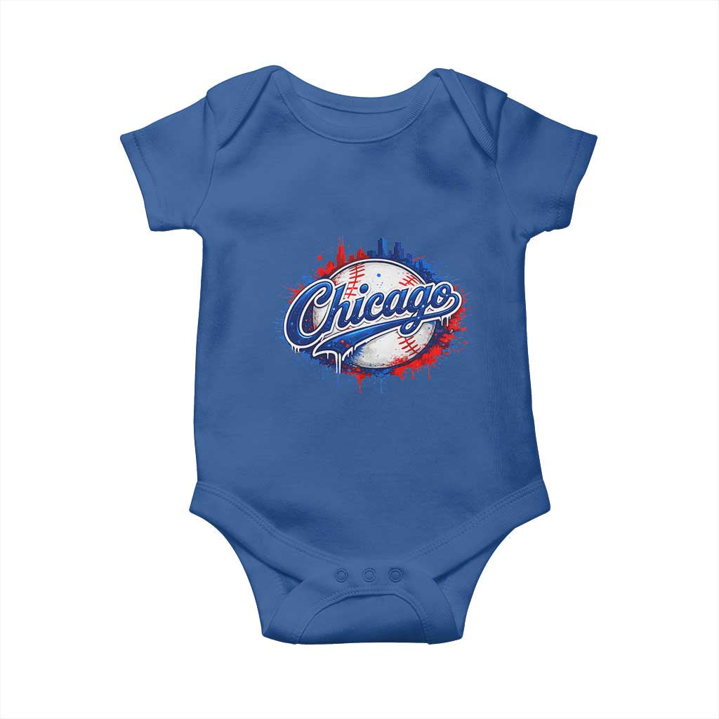 Chicago Pride Dripping Baseball Graphic Baby Onesie TS10 Royal Blue Print Your Wear