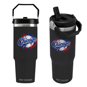 Chicago Pride Dripping Baseball Graphic Flip Straw Tumbler TS10 One Size: 30 oz Black Print Your Wear