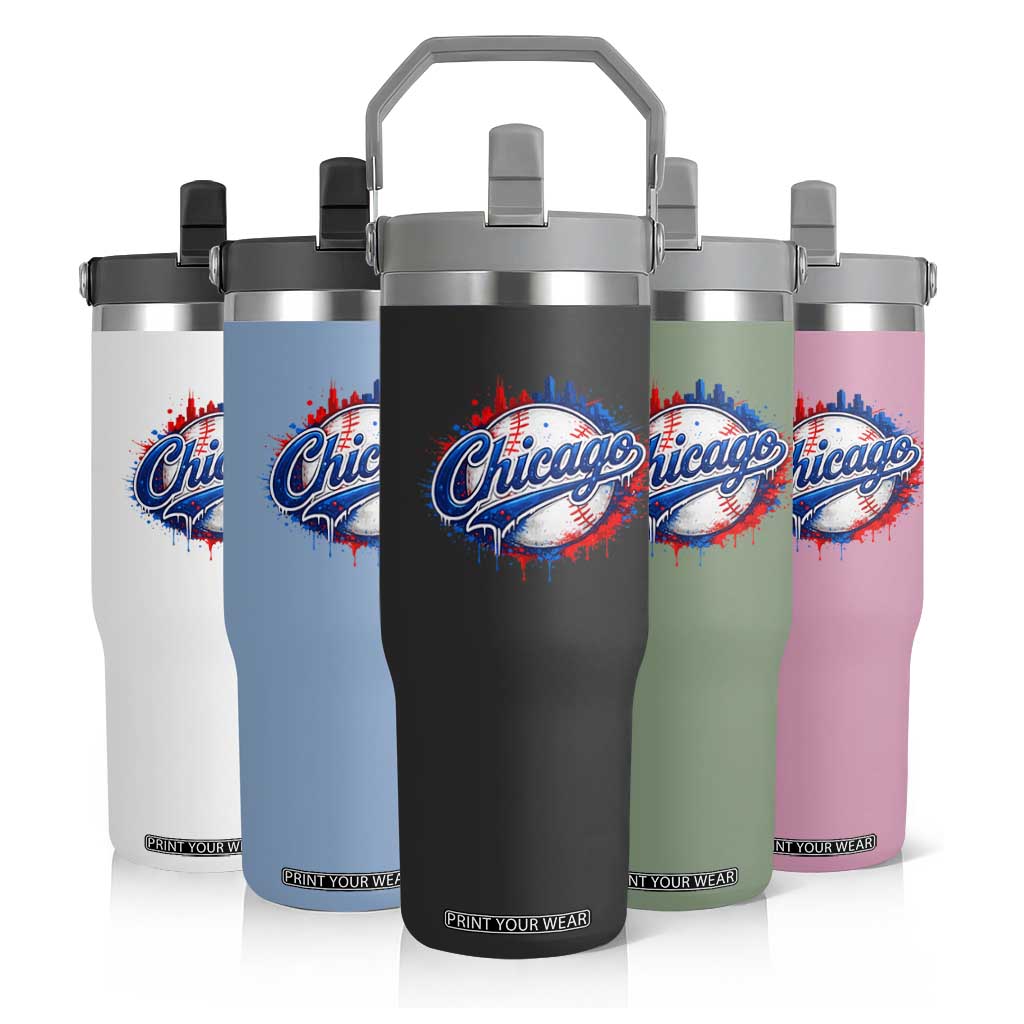 Chicago Pride Dripping Baseball Graphic Flip Straw Tumbler TS10 Print Your Wear