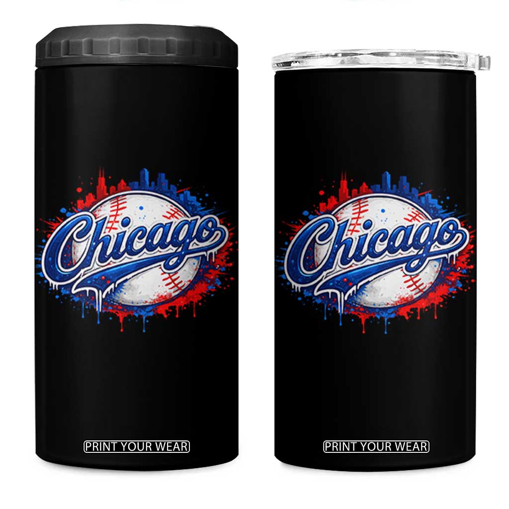 Chicago Pride Dripping Baseball Graphic 4 in 1 Can Cooler Tumbler TS10 One Size: 16 oz Black Print Your Wear