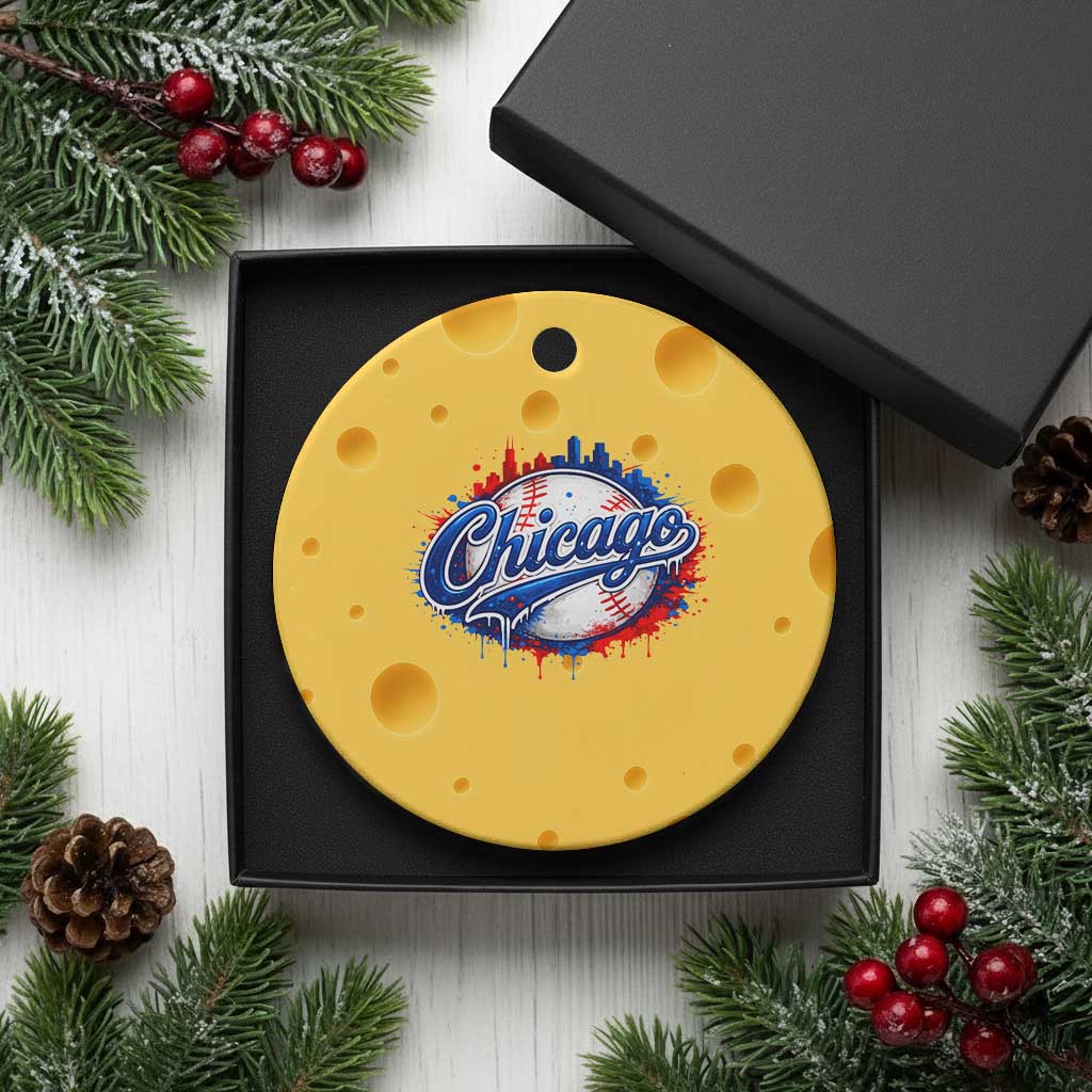 Chicago Pride Dripping Baseball Graphic Ceramic Ornament TS10 1pc Yellow Cheese Print Your Wear