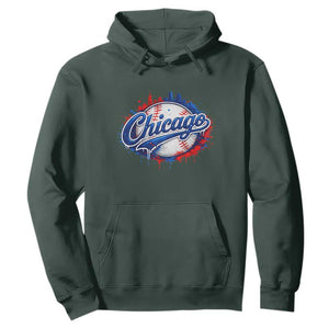 Chicago Pride Dripping Baseball Graphic Hoodie TS10 Dark Forest Green Print Your Wear