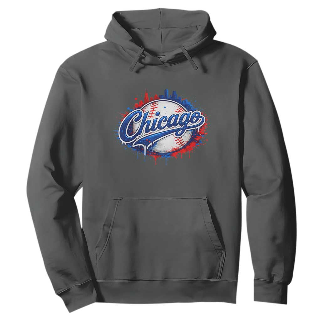 Chicago Pride Dripping Baseball Graphic Hoodie TS10 Dark Heather Print Your Wear