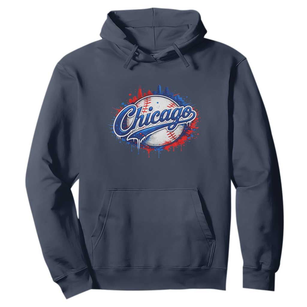 Chicago Pride Dripping Baseball Graphic Hoodie TS10 Navy Print Your Wear