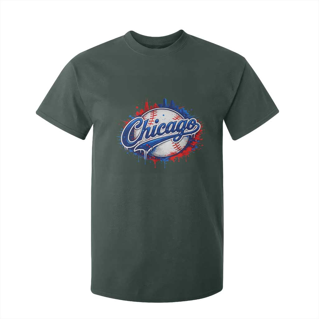 Chicago Pride Dripping Baseball Graphic T Shirt For Kid TS10 Dark Forest Green Print Your Wear
