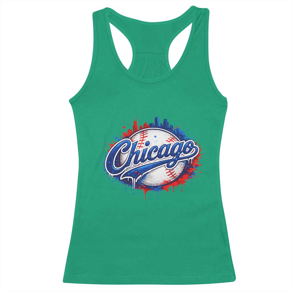Chicago Pride Dripping Baseball Graphic Racerback Tank Top TS10 Irish Green Print Your Wear