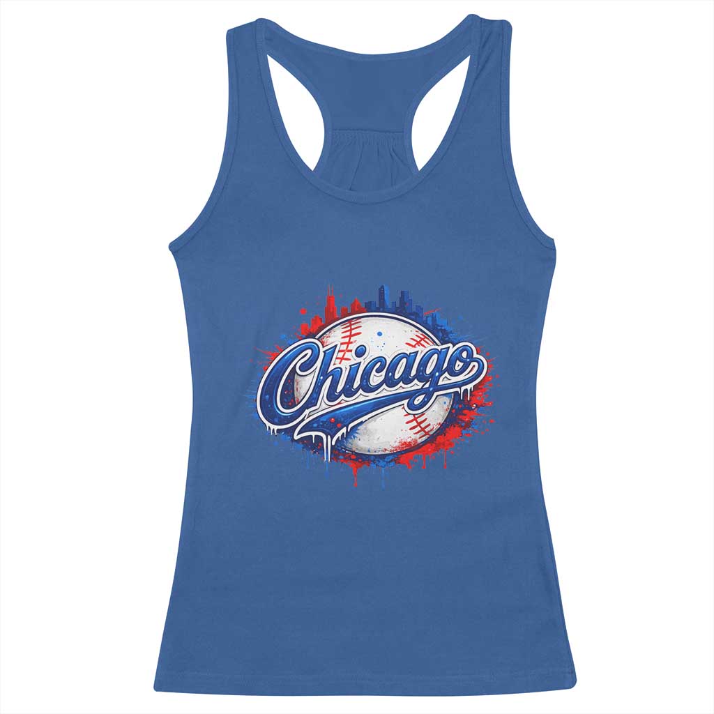 Chicago Pride Dripping Baseball Graphic Racerback Tank Top TS10 Royal Blue Print Your Wear