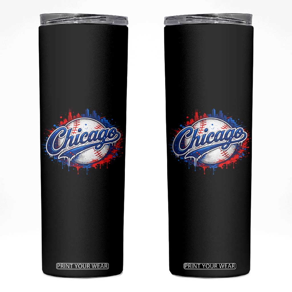 Chicago Pride Dripping Baseball Graphic Skinny Tumbler TS10 Black Print Your Wear