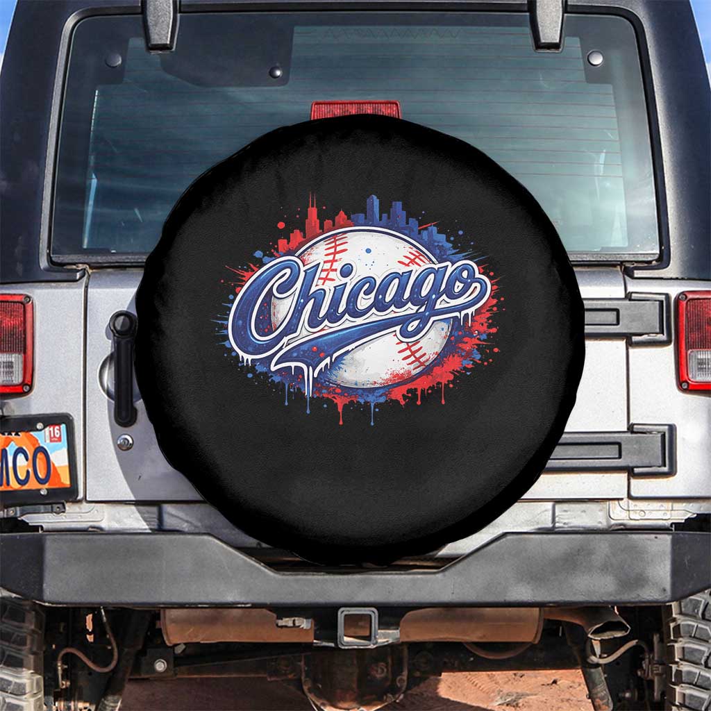Chicago Pride Dripping Baseball Graphic Spare Tire Cover TS10 No hole Black Print Your Wear