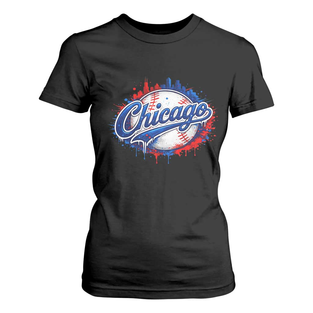 Chicago Pride Dripping Baseball Graphic T Shirt For Women TS10 Black Print Your Wear