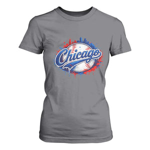 Chicago Pride Dripping Baseball Graphic T Shirt For Women TS10 Charcoal Print Your Wear