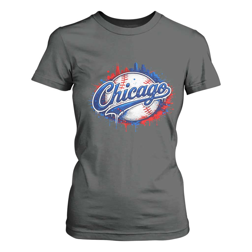 Chicago Pride Dripping Baseball Graphic T Shirt For Women TS10 Dark Heather Print Your Wear
