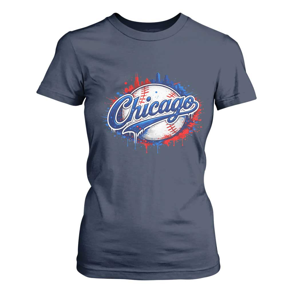 Chicago Pride Dripping Baseball Graphic T Shirt For Women TS10 Navy Print Your Wear