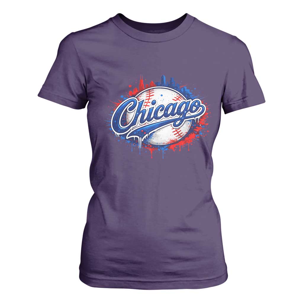 Chicago Pride Dripping Baseball Graphic T Shirt For Women TS10 Purple Print Your Wear