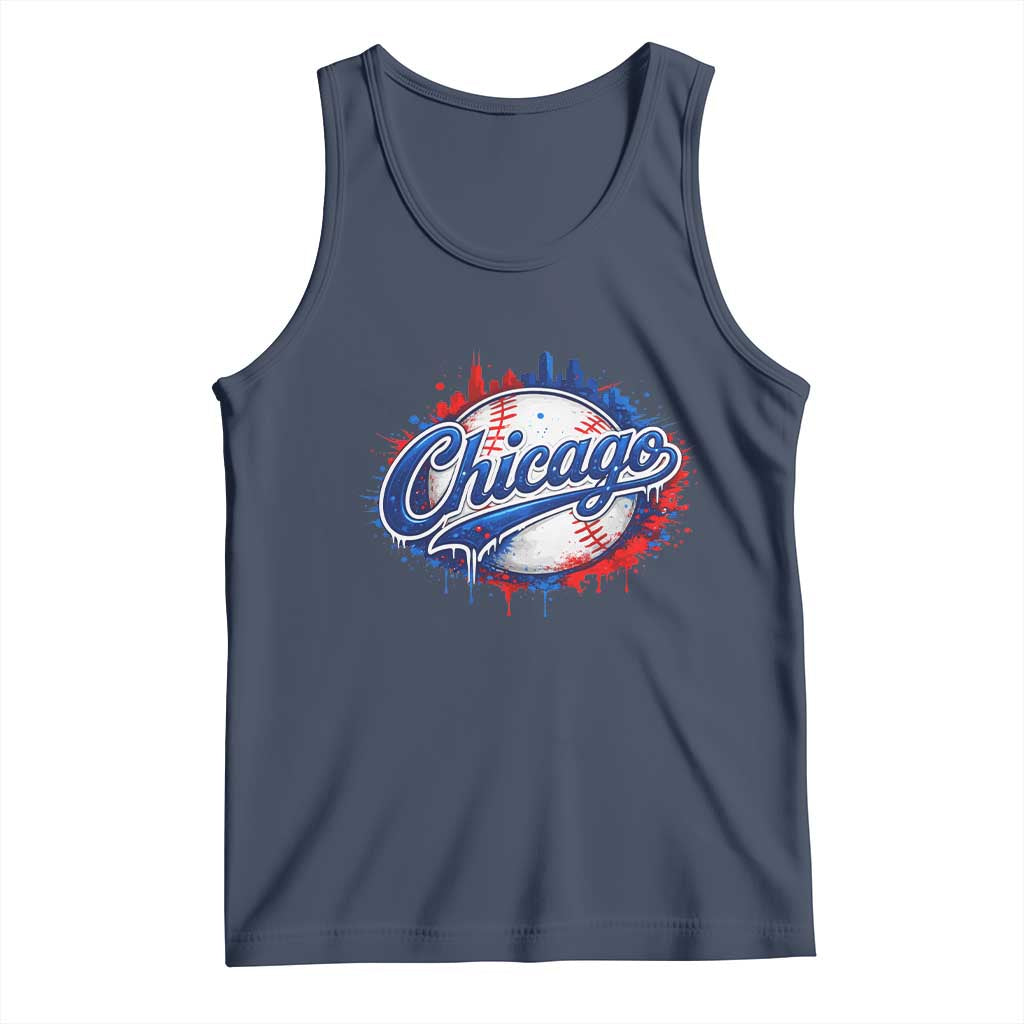 Chicago Pride Dripping Baseball Graphic Tank Top TS10 Navy Print Your Wear