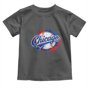 Chicago Pride Dripping Baseball Graphic Toddler T Shirt TS10 Dark Heather Print Your Wear