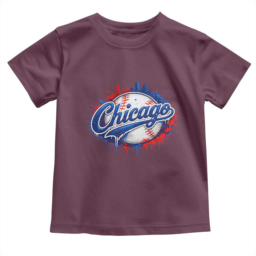 Chicago Pride Dripping Baseball Graphic Toddler T Shirt TS10 Maroon Print Your Wear