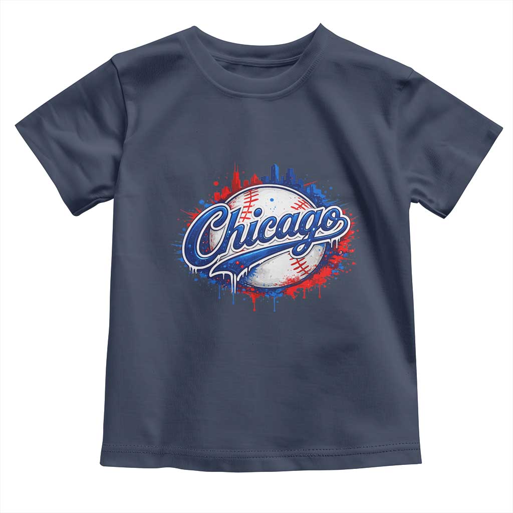 Chicago Pride Dripping Baseball Graphic Toddler T Shirt TS10 Navy Print Your Wear