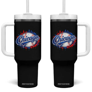 Chicago Pride Dripping Baseball Graphic Tumbler With Handle TS10 One Size: 40 oz Black Print Your Wear