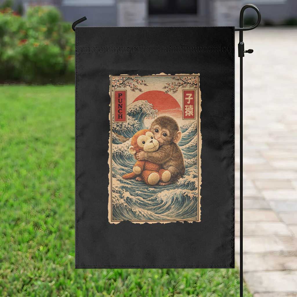 Kawaii Baby Monkey Punch Garden Flag Vintage Japanese Graphic Cute Macaque Ukiyo-e TS10 Print Your Wear