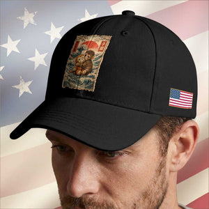 Kawaii Baby Monkey Punch Baseball Cap Vintage Japanese Graphic Cute Macaque Ukiyo-e TS10 Print Your Wear