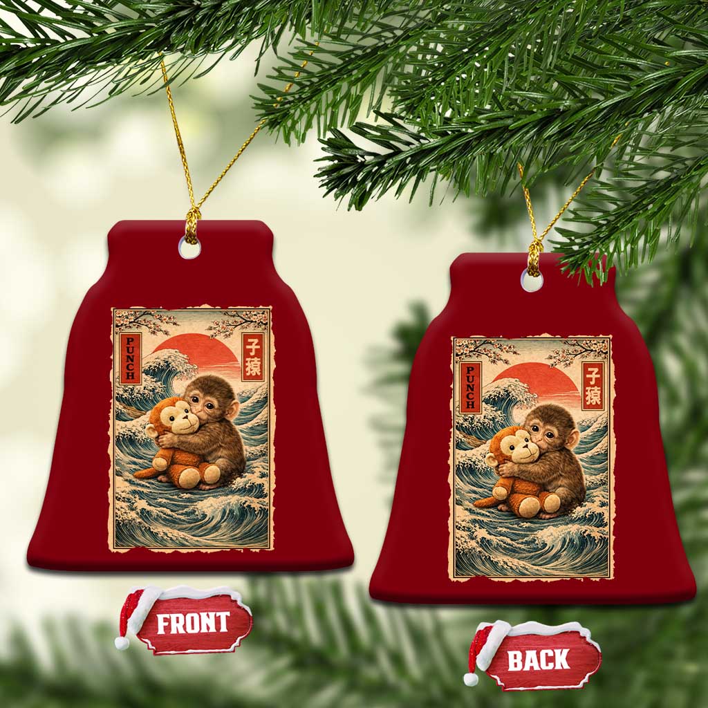 Kawaii Baby Monkey Punch Ceramic Ornament Vintage Japanese Graphic Cute Macaque Ukiyo-e TS10 Print Your Wear