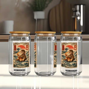 Kawaii Baby Monkey Punch Glass Can Vintage Japanese Graphic Cute Macaque Ukiyo-e TS10 Print Your Wear