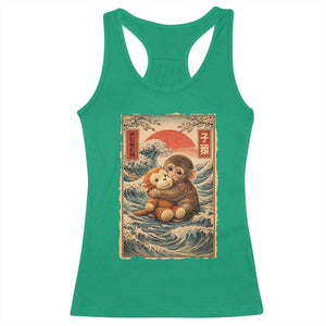 Kawaii Baby Monkey Punch Racerback Tank Top Vintage Japanese Graphic Cute Macaque Ukiyo-e TS10 Irish Green Print Your Wear