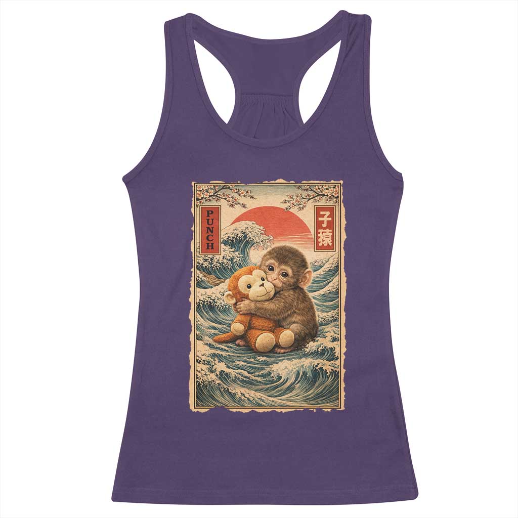 Kawaii Baby Monkey Punch Racerback Tank Top Vintage Japanese Graphic Cute Macaque Ukiyo-e TS10 Purple Print Your Wear