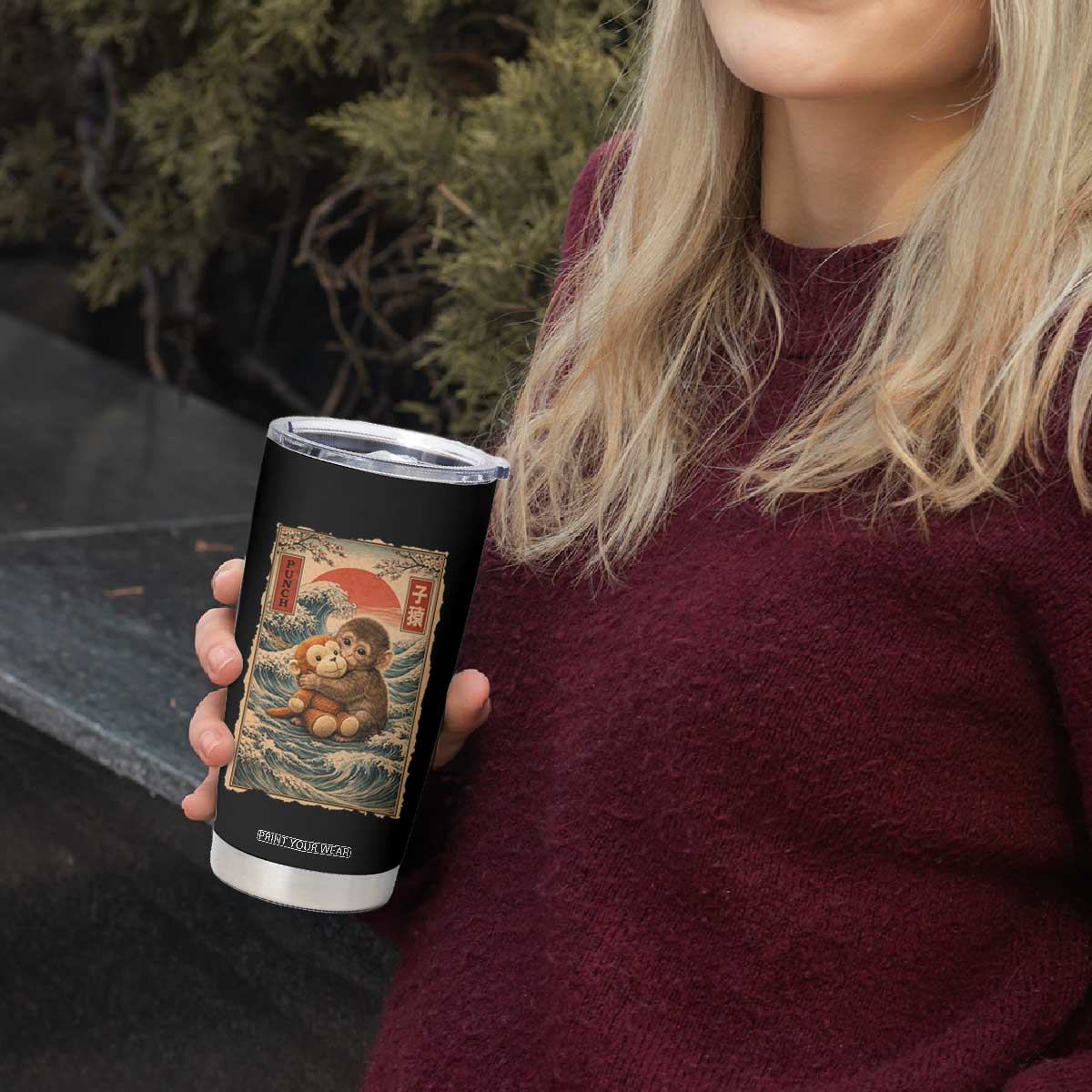 Kawaii Baby Monkey Punch Tumbler Cup Vintage Japanese Graphic Cute Macaque Ukiyo-e TS10 Print Your Wear