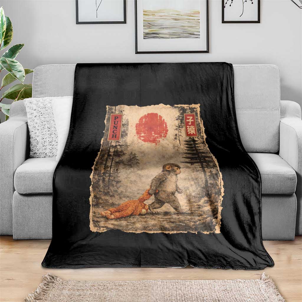 Vintage Japanese Baby Monkey Punch Throw Blanket Kawaii Macaque Ukiyo-e Art Funny TS10 Print Your Wear