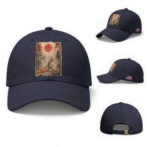 Vintage Japanese Baby Monkey Punch Baseball Cap Kawaii Macaque Ukiyo-e Art Funny TS10 Baseball Cap Universal Fit Navy Print Your Wear