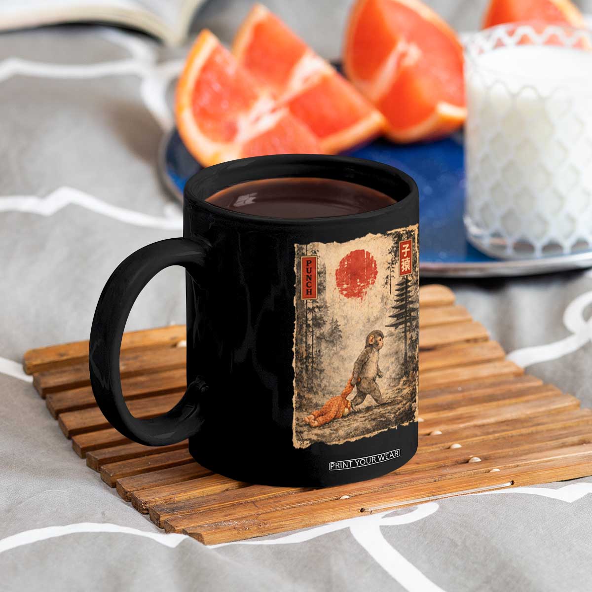Vintage Japanese Baby Monkey Punch Coffee Mug Kawaii Macaque Ukiyo-e Art Funny TS10 Print Your Wear