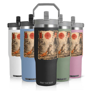 Vintage Japanese Baby Monkey Punch Flip Straw Tumbler Kawaii Macaque Ukiyo-e Art Funny TS10 Print Your Wear