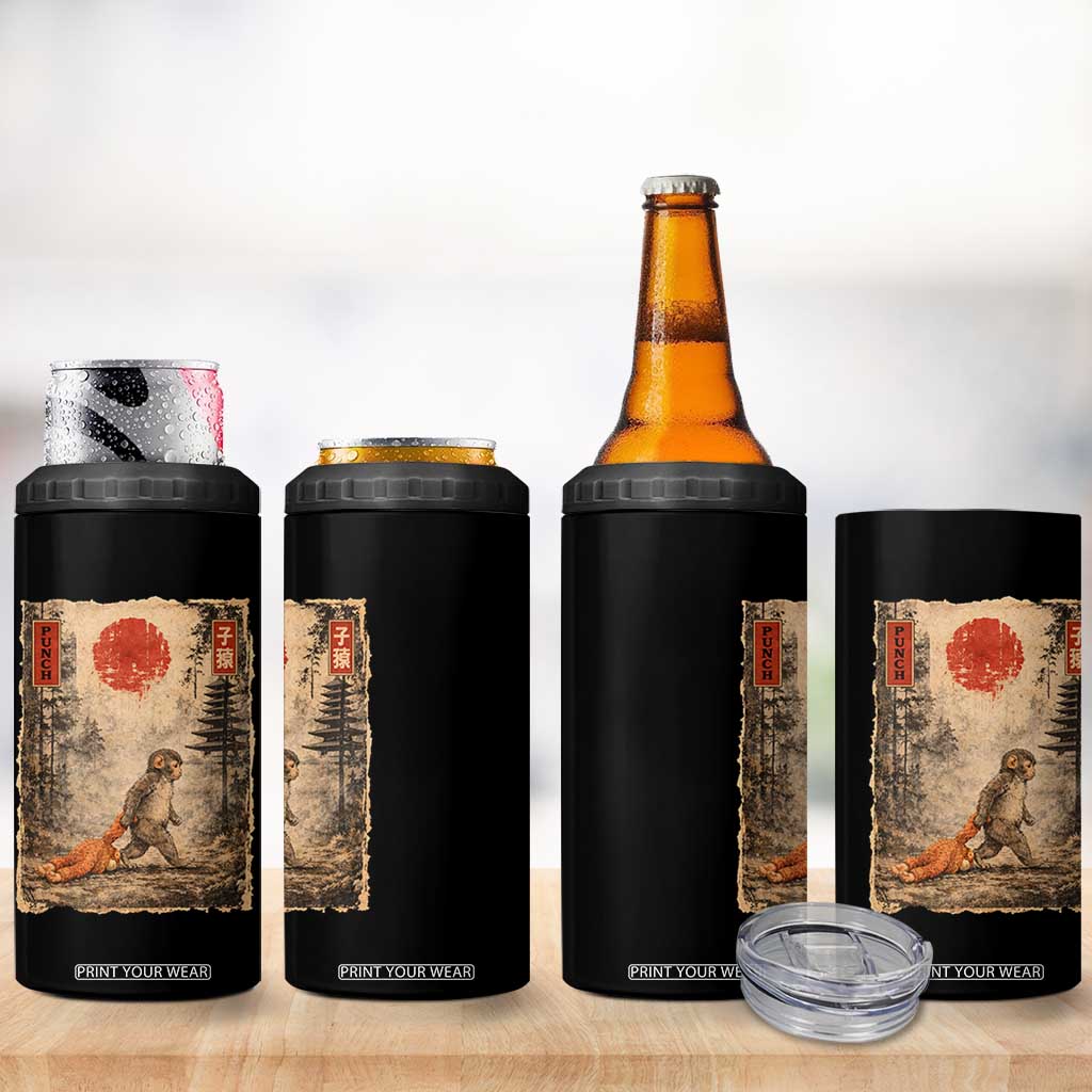 Vintage Japanese Baby Monkey Punch 4 in 1 Can Cooler Tumbler Kawaii Macaque Ukiyo-e Art Funny TS10 Print Your Wear