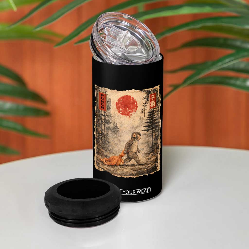 Vintage Japanese Baby Monkey Punch 4 in 1 Can Cooler Tumbler Kawaii Macaque Ukiyo-e Art Funny TS10 Print Your Wear