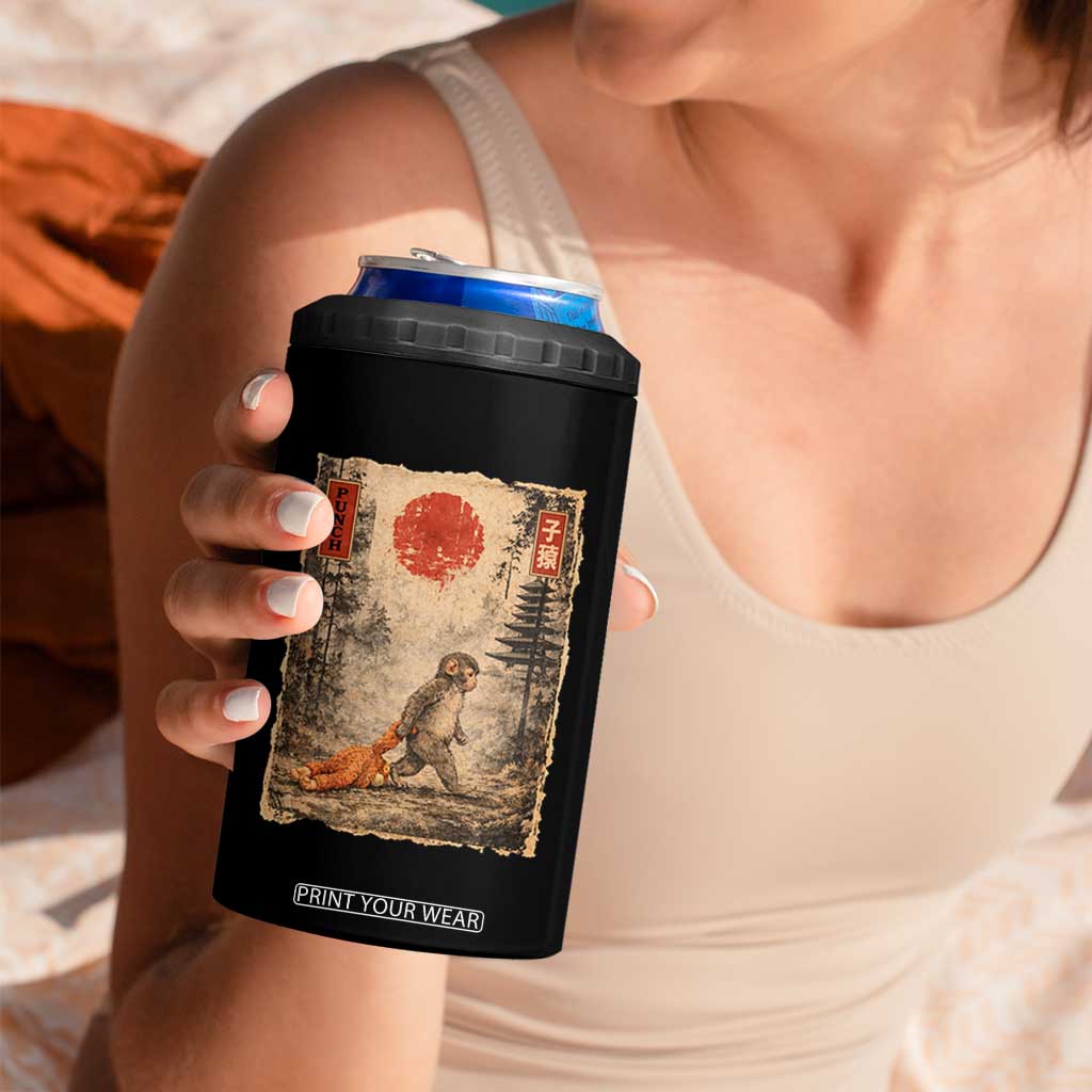 Vintage Japanese Baby Monkey Punch 4 in 1 Can Cooler Tumbler Kawaii Macaque Ukiyo-e Art Funny TS10 Print Your Wear