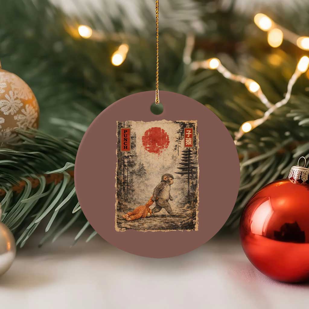 Vintage Japanese Baby Monkey Punch Ceramic Ornament Kawaii Macaque Ukiyo-e Art Funny TS10 1pc Mocha Print Your Wear