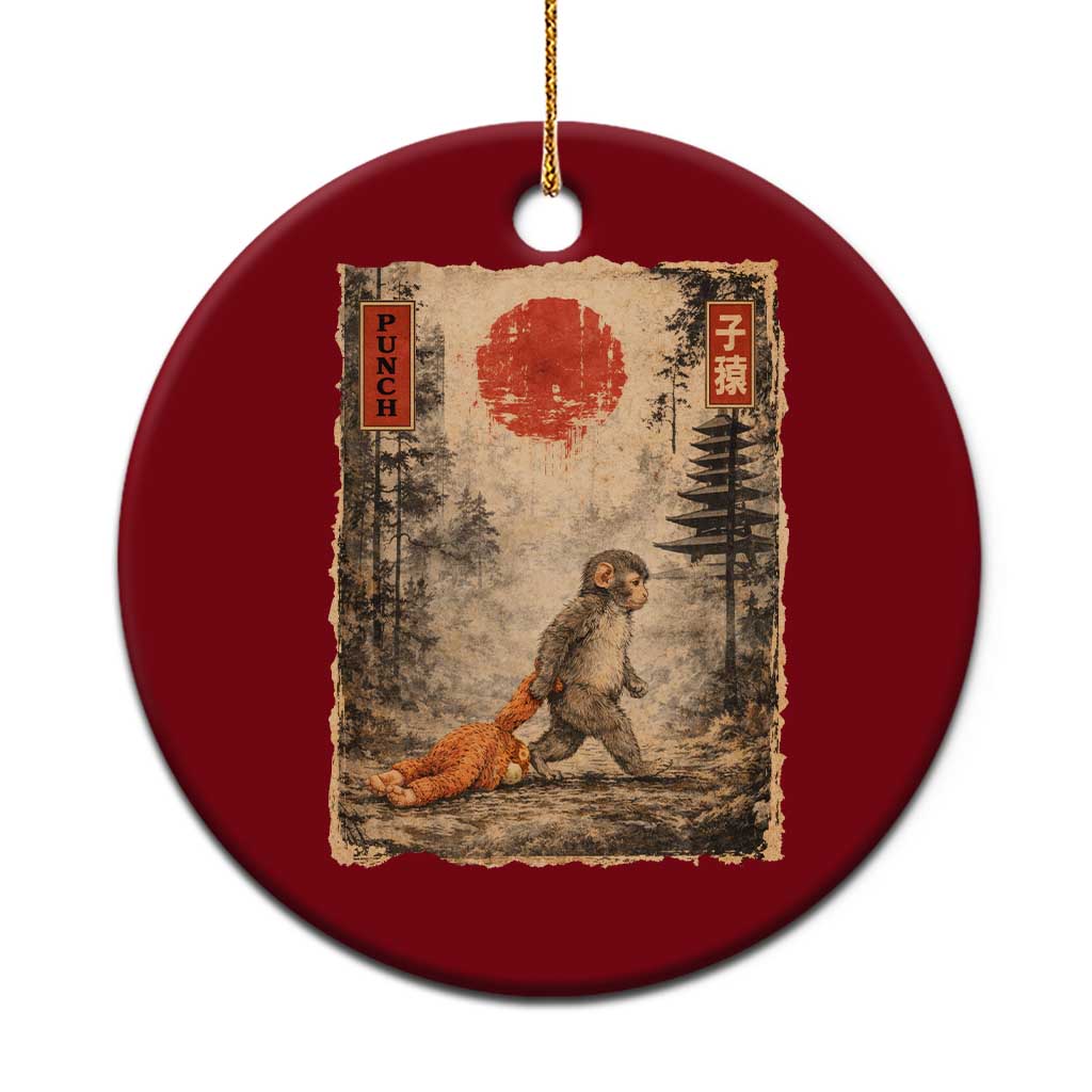 Vintage Japanese Baby Monkey Punch Ceramic Ornament Kawaii Macaque Ukiyo-e Art Funny TS10 1pc Red Print Your Wear