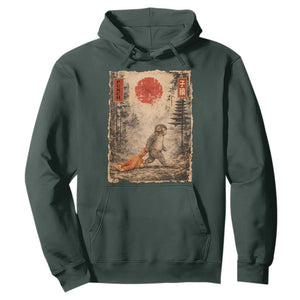Vintage Japanese Baby Monkey Punch Hoodie Kawaii Macaque Ukiyo-e Art Funny TS10 Dark Forest Green Print Your Wear