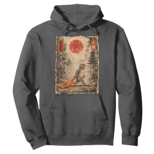 Vintage Japanese Baby Monkey Punch Hoodie Kawaii Macaque Ukiyo-e Art Funny TS10 Dark Heather Print Your Wear