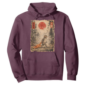 Vintage Japanese Baby Monkey Punch Hoodie Kawaii Macaque Ukiyo-e Art Funny TS10 Maroon Print Your Wear